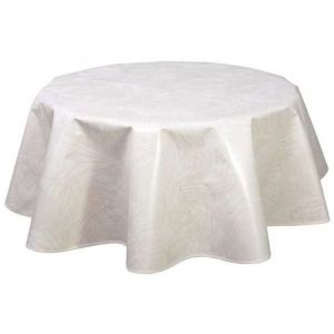Toilinux - Nappe en toile cirée ronde Vitali - Diam. 150 cm - Beige nacré