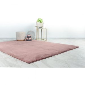 Tapis effet peau de mouton doux uni Rocco 120x170 Rose
