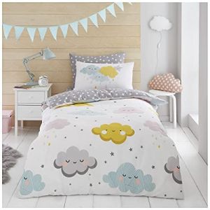 GAVENO CAVAILIA Easycare Happy Clouds Parure de lit avec Housse de Couette ou Rideaux &eacute;toiles en Polycoton Multicolore Simple