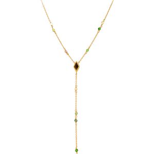 Collier En Argent Cravate Doré Pierre Naturelle Tourmaline