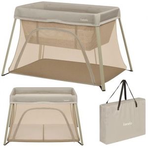 Image de Lionelo Lit de Voyage Bébé Parc Enfant 3en1 Alice de 0 à 15 kg Matelas en Mousse, 2 Niveaux de Hauteur, Pliable, Petit, Léger, Entrée Latérale, Sac de Voyage (Beige)