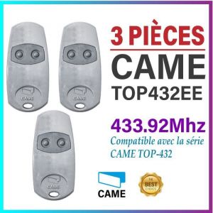 T&eacute;l&eacute;commande d'origine Came TOP432EE 3 pi&egrave;ces. Fr&eacute;quence de code fixe 433,92 MHz. 8050456003041