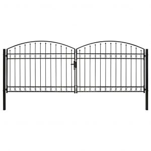 VidaXL Portillon double porte avec dessus arqué Acier 400x150 cm Noir