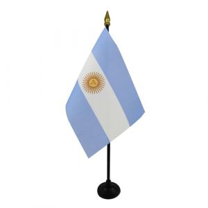 AZ FLAG - Mini Drapeau Argentine De Table - 15x10 cm - Drapeau Argentin De Bureau 100% Polyester avec Hampe Pointe Dorée