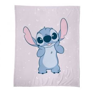 Stitch Happy Plaid Enfant | 100% Polyester | Oeko-TEX | 125x150 cm | Imprimé Fille | Mauve