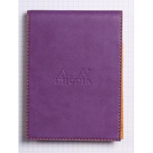 Image de Rhodia 128210C - Porte-bloc rama violet format 9,5 x 13 cm  en simili cuir, avec porte-crayon + bloc N°12 ligné