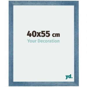 Your Decoration - 40x55 cm - Cadres Photo en mdf Avec Verre acrylique - Anti-Reflet - Excellente Qualité - Bleu Brillant Patiné - Cadre Decoration