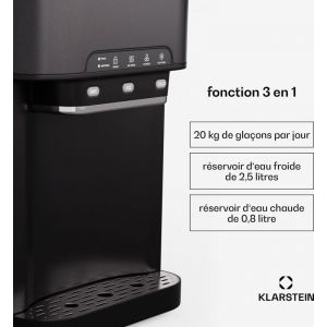 Klarstein Machine à glaçons 3L Jusqu'à 20kg Machine a Glacons Autonettoyante Noir