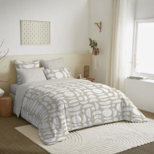 Univers décor Pack complet housse de couette réversible pour lit 140 x 190 cm Mykonos naturel
