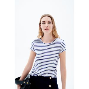 CAROLL T-shirt marini&egrave;re coupe droite azur L