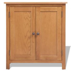 Buffet en bois de chêne massif - Marron - Meuble de salon - 70 x 35 x 75 cm