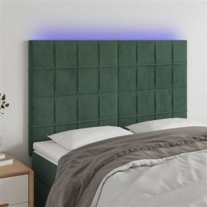 VidaXL Hoofdbord LED 144x5x118/128 cm fluweel donkergroen3122475
