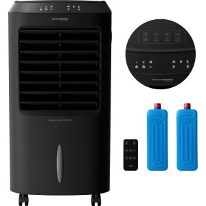 JAP Appliances Edmonton - Refroidisseur d'air 4 en 1, ventilateur, ioniseur et humidificateur - Avec télécommande et minuterie - Refroidisseur d'air Comprend 2 éléments de refroidissement - Noir mat