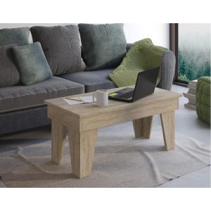 Image de Wellindal Table Basse Relevable, Salle À Manger, Modèle Kl,Chêne Clair,92x50x45/57