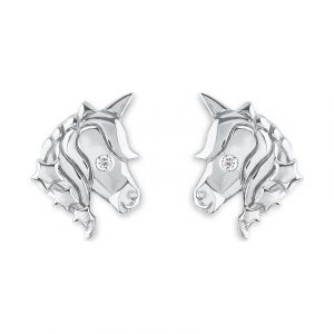 s.Oliver Clous d'Oreille avec Zircone Synth. 0.9 cm, Argent, Licorne, Livré dans Une Boîte Cadeau de Bijoux, 2018519