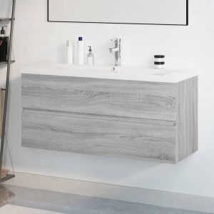 VidaXL 3152889 Meuble lavabo avec bassin int&eacute;gr&eacute; Sonoma gris Bois d'ing&eacute;nierie