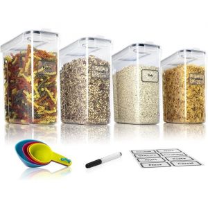 Image de TNM Boite de Rangement et Organisation de Cuisine Lot de 4x4L -Pots hermétiques avec couvercles, Bocaux en plastique sans BPA - Noir