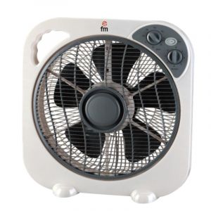 Fm Ventilateur de chauffage gris/blanc 5 pales 3 vitesses minuterie 50 W