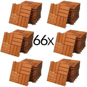 Image de Dalles de terrasse en bois d’acacia mosaïque 66 Pcs 30x30cm