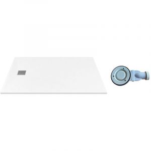 Receveur à poser ou à encastrer découpable en résine avec siphon - Blanc - 120 x 80 cm - mirnosa