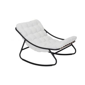 Fauteuil à Bascule Rebecca Mobili Qatran 74x78x101 Acier Polyester Blanc Gris Moderne