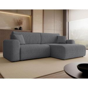 Naomi - canap&eacute; d'angle r&eacute;versible 4 places convertible avec coffre en velours c&ocirc;tel&eacute;