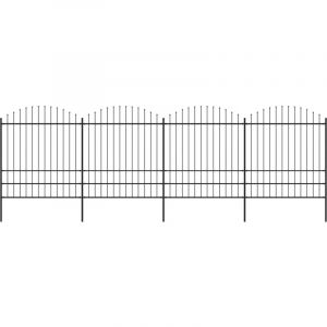 VidaXL Clôture de jardin à dessus en lance Acier (1,75-2)x6,8 m Noir