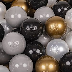 200 ? 7Cm Balles Colorées Plastique Pour Piscine Enfant Bébé Fabriqué En eu, Noir/Or/Gris - noir/or/gris - Kiddymoon