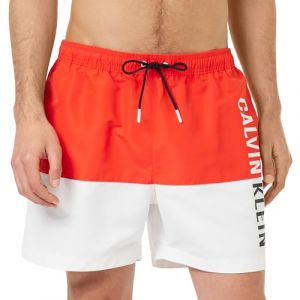 Calvin Klein Short de Bain Homme Medium Drawstring Long, Rouge (Hot Heat), XXL