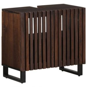 VidaXL Armoire lavabo de bain 62x34x58 cm brun bois de manguier massif, meuble sous lavabo, meuble de lavabo, placard de salle de bain