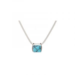 Collier turquoise reconstituee argent