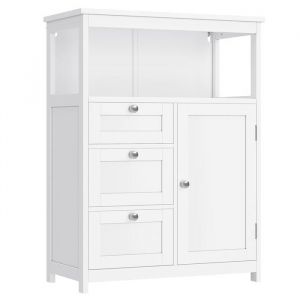 Meuble de salle de bain meuble de rangement 30 x 60 x 80 cm commode placard armoire avec 3 tiroirs étagères réglables blanc