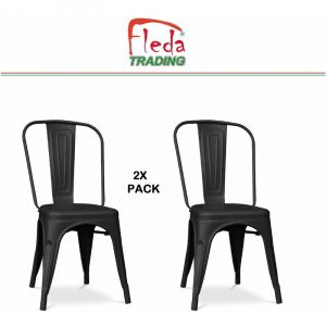 Fleda Trading Chaises en métal de Style Industriel-Chic pour Cuisine Bistro Bistro Tolix Design n°2 NOIR MAT
