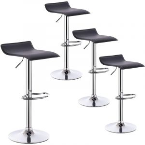 Lot de 4 Tabourets de bar en similicuir Tabourets de bar pivotant hauteur réglable Noir Woltu