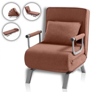 Fauteuil Convertible Lit Ted Pliable en Brun - Makika