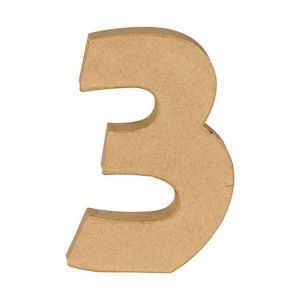 decopatch AC887C - Chiffre 3 kraft 20cm à décorer en Papier mâché Brun - Décoration intérieur - DIY et Loisirs Créatifs - 13x2,5x20 cm