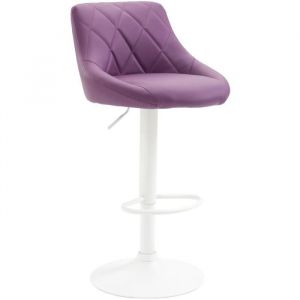 CLP Tabouret de bar Lazio en similicuir avec pied en métal, Violet/Blanc