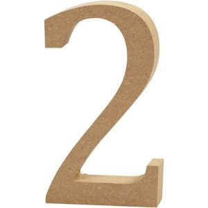 Creotime Chiffre en bois - 2 - 13 cm
