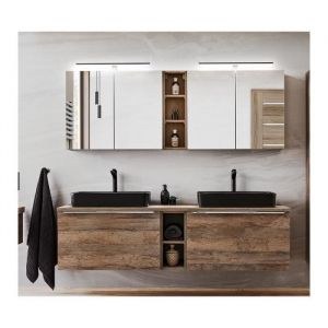 AC-Déco Ensemble meubles salle de bain double vasques 180 cm + 5 éléments - Rosario Oak