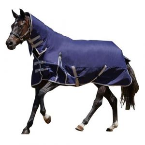 Weatherbeeta Couverture & couvre-cou tissu épais COMFITEC - Cheval (120 cm) (Bleu marine / argent / rouge) - UTWB201
