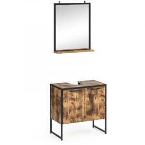 Ensemble meuble de salle de bain „Fyrk“ Vieux bois/Noir lot de 2 Vicco