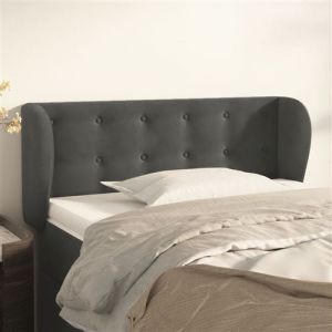 VidaXL Tête de Lit avec Oreilles Meuble de Chambre à Coucher Accessoire de Lit Simple Tête de Cadre de Lit Gris Foncé 103x23x78/88 cm Velours