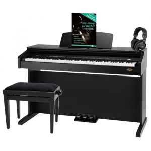 Image de Classic Cantabile DP-210 RH piano électrique noir mat, set dont tabouret, casques