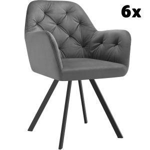 TecTake Fauteuil pivotant en velours avec accoudoirs rembourré, avec motif matelassé avec dossier continu