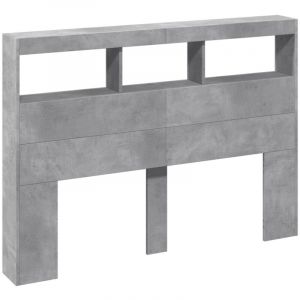 VidaXL Armoire tête de lit avec led gris béton 140x17x102 cm