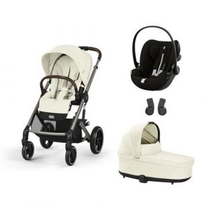 CYBEX - Poussette TRIO Balios S Lux BLK + Siège-auto CLOUD G i-Size Plus Moon Black + Nacelle Cot S Lux Seashell