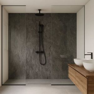 Set de 4 panneaux muraux d&eacute;coratifs Bladel 120 x 60 cm gris fonc&eacute; [neu.haus]