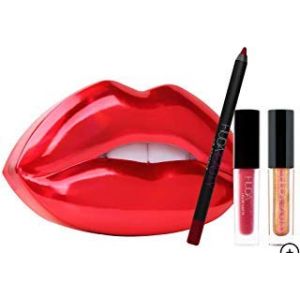 Huda Beauty Kit crayon à lèvres + mini rouge à lèvres liquides + mini gloss