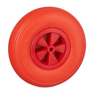 Relaxdays Roue de brouette 3.50-6, Caoutchouc, Jante en Plastique, pour Chariot, Robuste, Jusqu’à 100 kg, Rouge
