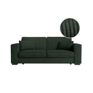 Loungitude Canapé droit fixe 3 places belami en velours côtelé - Vert foncé